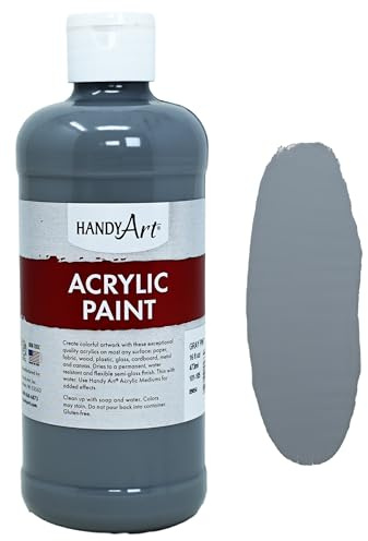 Handy Art Student Acrylic Paint, Gray, 16 oz Bottle, Semi-Gloss