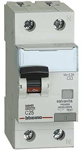 BTicino GN8814AC25 Interruttore Magnetotermico Differenziale BTDIN60 1P+N Tipo AC 25A