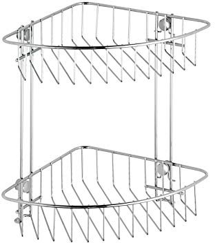 WENKO Eckregal 2 Etagen Classic Eckablage, Eckwandablage Chrom