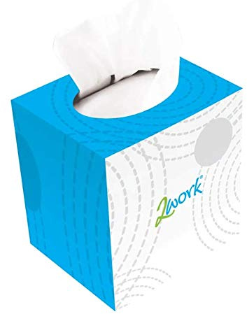2Work FTW070 Facial Tissues Cube, 70 Sheets, Pack of 24