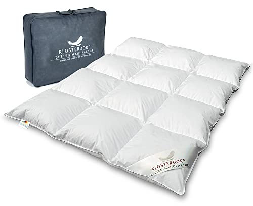 Klosterdorf Bettenmanufaktur Premium Ganzjahresdecke - ''wonneproppen'' - 100x135 cm - 300 Gramm - LEICHT - Daunendecke - Bettdecke - Handarbeit aus Deutschland - Für einen gesunden Schlaf