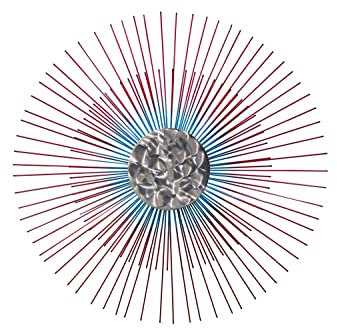 KunstLoft Wanddeko Metall | 100% HANDGEFERTIGT | 80x80x6cm | Wandbild Metall 'Mondschein' | Abstrakte Skulpturen | Blau Rot | Wandskulptur | Metalldeko Wand Wohnzimmer