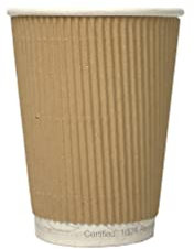 G&S PACKING UK LTD 50 X 12oz / 360ml Kraft Triple Walled Disposable Ripple Cups