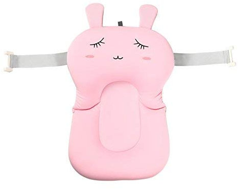 Moonvvin Tapis de bain flottant doux pour bébé et chaise longue Motif lapin rose avec crochet