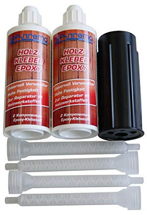 HOLZKLEBER EPOXY 280ml + 4 Mischdüsen + Auspressstössel 2-Komponenten Klebstoff Epoxidharz Kleber
