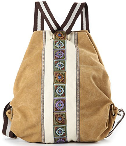 Goodhan Mochila de lona para mujer, mochila de hombro casual, vintage, resistente, antirrobo, mochila de viaje, Amarillo, Talla única, Suave