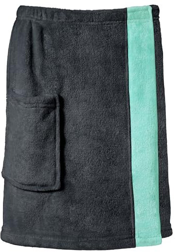 CelinaTex Happyfun Kilt kurz L/XL 56 x 163 cm anthrazit Mint Mikro-Flanell Saunakilt Mikrofaser Saunasarong