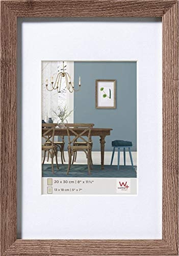 walther design Marco de fotos nogal 18 x 24 cm con paspartú, Marco de madera Fiorito EF824N