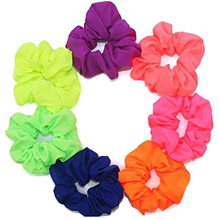 Generic 7 7 STÜCKE Schöne Fluoreszierende Farbe Neon Haargummis Interlock Haar Elastische Haarbänder Bunte Haargummi Seile Pferdeschwanz Halter Zubehör für Mädchen
