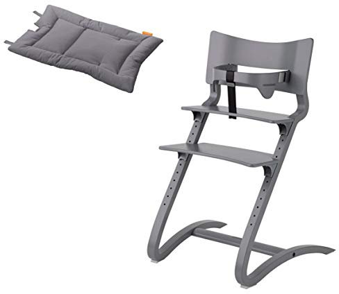 Leander Stuhl grau - Hochstuhl - Kinderstuhl - Erwachsenenstuhl mit Babybügel + Kissen cool grey