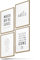 BLCKART Poster-Set Badezimmer - 4 moderne Wandbilder mit Sprüchen - Premium Poster für Bad - Bilder zur Wanddekoration - Größe A3