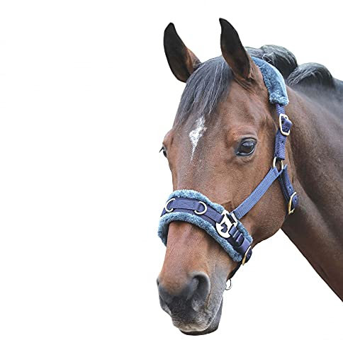 Shires Longe Kappzaum mit Fleece-Futter, Marineblau, extra voll