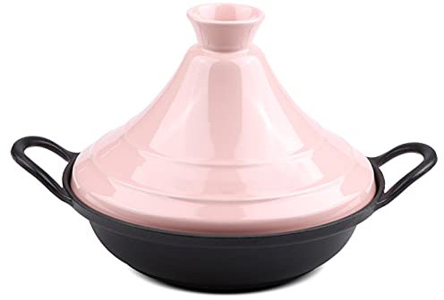 AIZYR Casserole À Tajine en Céramique - Accueil Marmite Marocaine À La Mijoteuse avec Fonte Émaillée Et Couvercle pour La Cuisson Et Le Ragoût,Rose