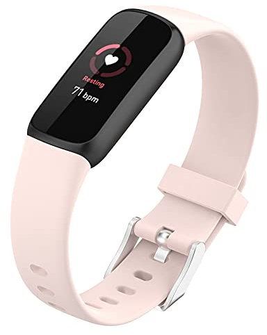 FunBand kompatibel mit Fitbit Luxe Armband, Silikon Ersatzband Watch Armband Verstellbares Weiches Replacement Uhrenarmband Armbänder für Fitbit Luxe Smart Watch (1 Pack,Hell-Pink)