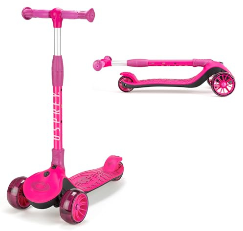 Osprey Trottinette 3Ride pour Enfants, Facile à Plier et à Incliner pour Tourner la Direction, Trottinette à 3 Roues Rose
