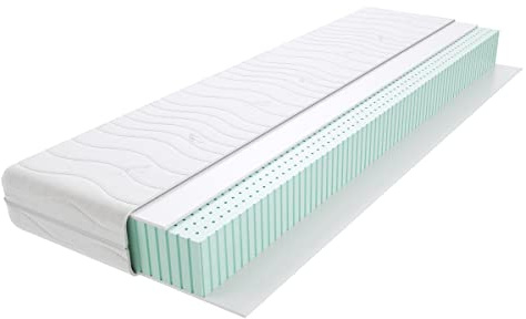Godre Marino Latex Matratze mit 7 Zonen Doppelseitig Härtegrad H3 Mittelhart Hypoallergen mit Klimafaser und gestepptem Bezug 17 cm Hoch 120x210 cm