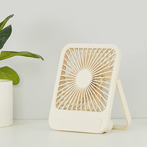 JISULIFE Mini Ventilador de Mesa, Lleva Batería Recargable de 4500 mAh, Ventilador Portátil Plegable de 180 °, 4 Velocidades del Viento Ajustable, Potente y Silencioso-Marrón