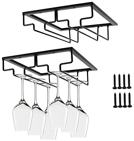 2 Pezzi Porta Bicchiere di Vino, Rack per Calici, Supporto per Calice, Supporto Porta Bicchieri, Portabicchieri Sospeso, Porta Bicchieri da Mensola, per Bar, Mobile da Vino, Cucina (25 x 9.5 x 3 cm)