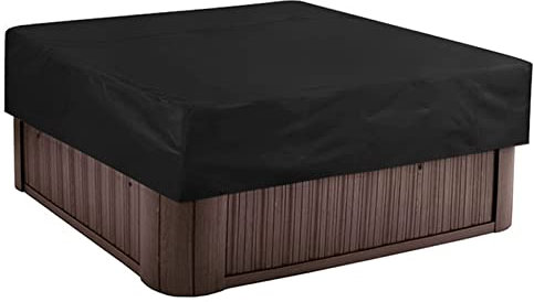 JIEXUHDE Whirlpool-Abdeckung, quadratische Whirlpool-Abdeckung, wasserdichte Spa-Abdeckungen für Whirlpool, sonnenfest, winddicht, für den Außenbereich, heiße Quelle (220 x 220 x 30 cm, Schwarz)