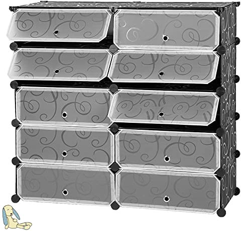 RELOVE Armoire Chambre Plastique Enfants Rose,Étagère Cubes Rangement penderie Armoire 10 casiers Plastique modulable DIY, Armoire de Rangement Meuble pour Vêtements Chaussures Jouets