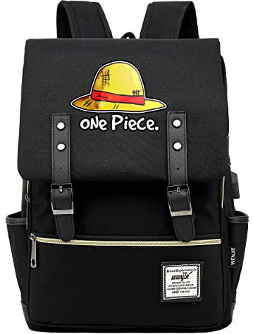 Roffatide Anime One Piece Mochilas Straw Hat Crew Mochila Escolar 15.6'' Portátil Mochilas Mochila Negra de Negocios Bolsa de Viaje Daypack C