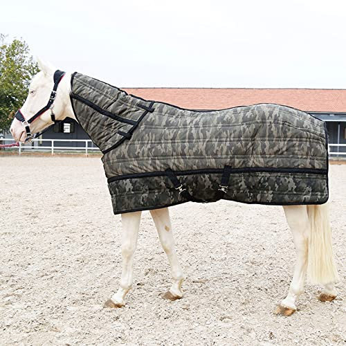 HARICSET Weidedecke Winterdecke Pferd Abschwitzdecke Pferd Gepolstert Weich Bequem Ideal für Boxen Widerstandsfähig mit Verstärkten Nylonkanten Ohne Baumwolle(Size:165cm(65in))