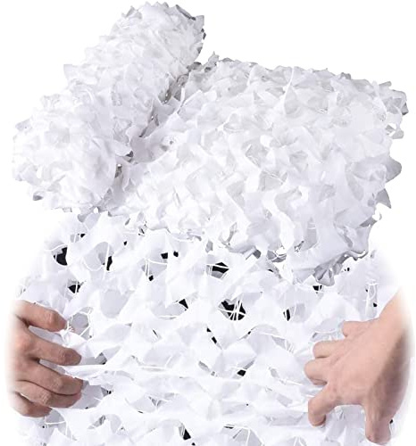 Weiß Verstärktes Tarnnetz,Camouflage Netz Bundeswehr,Sonnensegel,Tarnung Netz Jagd,Camping,Garten Pergola Dekorativer Sonnenschutz Tarnnetz 2m 3m 4m 5m 6m 7m 9m Sichtschutz,White-2×2.5m(6.6*8.2ft)