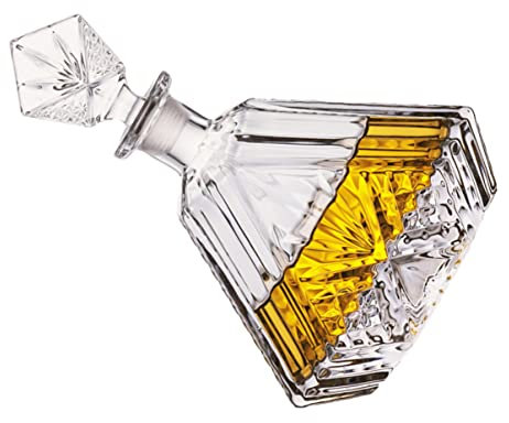 Botella de bar Jarra de bourbon o para artículos de bar sin plomo Licor de vidrio grande Restaurante Vodka Whisakey Bebida Whisky transparente Decantador de vino, Decantador Dispensador Ml Crystal