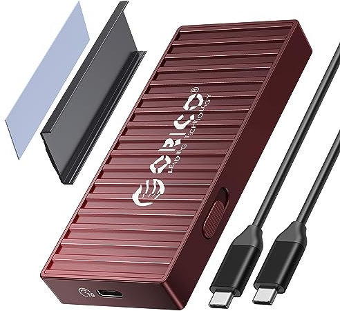 ORICO M.2 NVMe SSD Gehäuse Adapter Werkzeugfreier, USB 3.2 Gen2 USB C 10Gbps M2 PCIe NVM Externes Case mit 4TB Kapazität für M2 M-Key/M+B Key 2230/2242/2260/2280 SSD mit UASP, Trim, Rot, 9610