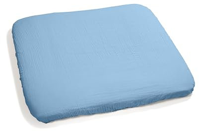 pic Bear Wickelauflagen Bezug 75x85cm - 100% Musselin Baumwolle, Elastischer Gummizug, Sanft & Schützend - Komfort für Babys (airy blue)