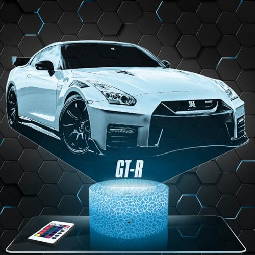 Nachttischlampe - Touch-Nachtlicht Auto Supercar GT-R R35 3D-LED-Lampe Illusion, Geschenkidee Weihnachten Geburtstag Junge und Mädchen Nachttischlampe Kinder- oder Erwachsenenzimmer TOP