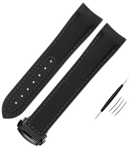 KKFAUS Hohe Dichte Nylon Gummi Armband Für Omega X Swatch Gelenk MoonSwatch Constellation Wasserdicht 20mm Uhrenarmband Gebogenes Ende Band, 20 mm, Achat