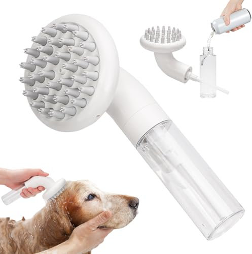 Dog Bath Brush, 3 in 1 Silicone Dog Scrubber for Bath Dog Shampoo Dispenser Brush with 36 Cleaning Brush Heads Pet Beauty Massage Washing Brush for Dogs Short Long Hair
