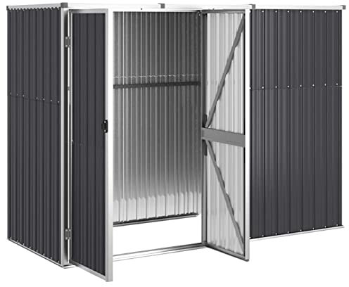 Gecheer Geräteschuppen Gartenhaus Schuppen Gerätehaus Lagerschuppen Gartenschrank Garten Anthrazit 225x89x161 cm Verzinkter Stahl