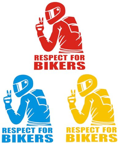 TNSRAY Respect for Bikers, 3 Stück Aufkleber für Auto und Motorrad, 3D Abziehbilder Motorrad Styling, Wasserdicht Motorrad Sticker Autoaufkleber Decals Lustige Aufkleber Auto Sticker Dekoration