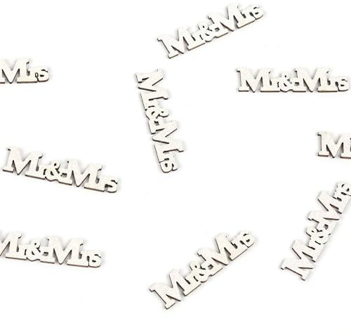 Oblique Unique® Mr. & Mrs. Holz Glitzer Konfetti Holzdeko Tischdeko Streudeko zur Dekoration für Silber Gold Hochzeit Verlobung HEN JGA Party zum Basteln