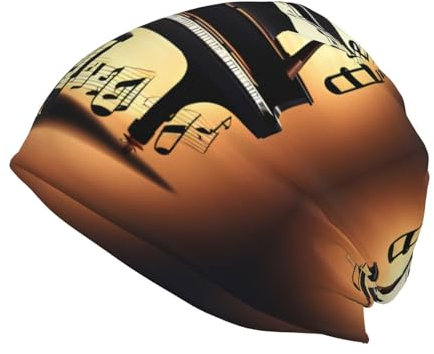Buytruew Bandana mit Klavier-, Violinen- und Musiknoten-Druck, lockere Mütze, Stretch-Kopfbedeckung, Beanie, Winter, warme Mütze, Strickmütze, für Herren und Damen, Klavier, Violine und Musiknoten,