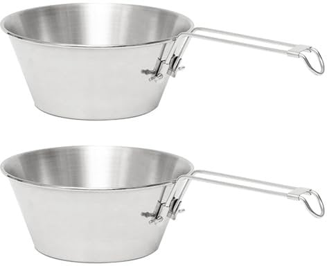 Camping Mess Tins 2pcs Folding Cooking Set with a Foldable Handle Camping Picnic Bbq Mess Tin Bowl Tray Camping Pans Camping Cookware for Outdoor Camping Hiking Picnic BBQ Beach