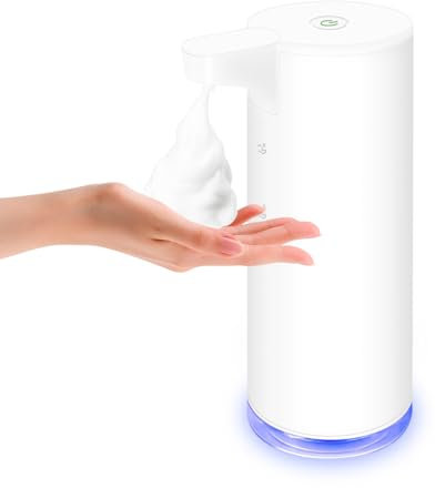 Mamiddle Seifenspender Automatisch Edelstahl mit Sensor Infrarot Schaumseifenspender Elektrischer IPX5 Wasserdicht USB-C Aufladung mit Sensor Infrarot Bewegungssensor für Küche & Bad (Weiß)