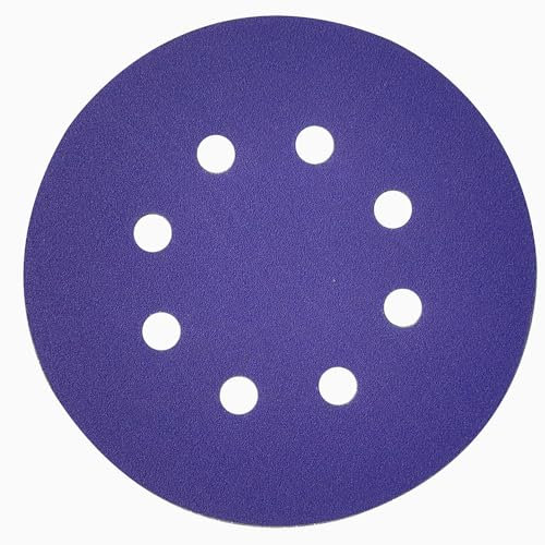 Ultra Durable Ceramic Sanding Discs, 5 inches 8-Holes, Heavy-Duty Hook & Loop Film Discs for Random Orbital Sanders (220, 10)