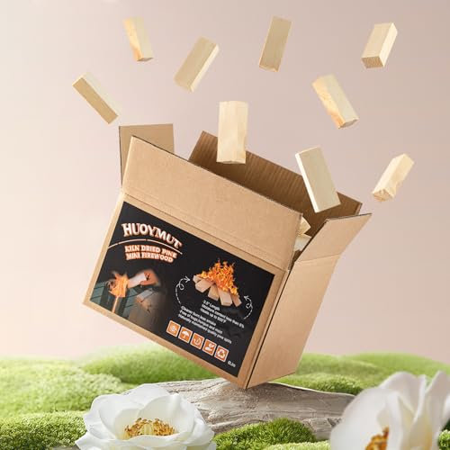 HuoYmut Mini-Feuerstab, 8,9 cm Länge, ofengetrocknetes Kiefernholz, kleines Brennholz, Rindenloses Anzündholz, Feuerschalen-Zubehör, ideal für Tisch-Feuerstelle, Kamin, 3,6 kg