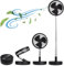 ATEK Cordless Telescopic Foldable Wireless Battery Operated Fan - USB Powered Pedestal - Foldable and Adjustable Height Air Circulator Flool Fan for Outdoor Courtyard Beach Travel Room