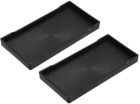 QUARKZMAN 2 Stück Schwarz Rechteckiges Dekotablett 4 x 8 Kunststoff mit Holzmaserung für Essen, Trinken, Dekoration und Organisation