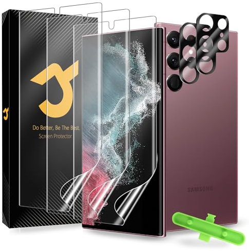 JZG 3+2 für Samsung Galaxy S22 Ultra Schutzfolie[Nicht-Glas], 3 Stück Flexible TPU-Folie, 2 Stück Kameraschutz, Selbstheilung in 10 Sekunden, Passgenau Ohne Randablösung, Hüllenfreundlich