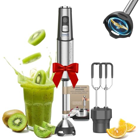 Anybear Immersion Blender, 1100W 2-in-1 Hand Held Blender with Full Copper Motor & Stainless Steel Body, 15 Speed & Turbo Mode Hand Mixer, Blade with Anti-scratch Coating (Dark Gray)