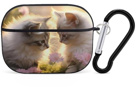 Buewutiry Kompatibel mit Airpods Pro 2. Generation Hülle – Sunshine Pink Flower Cat Case Kompatibel mit Airpods Pro Case Cover, Cute Case Kompatibel mit Airpods Pro 2 Hülle