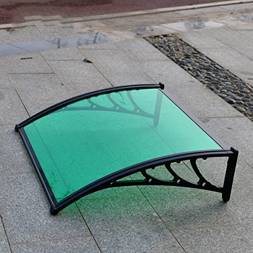 Waterproof Green Arched Garden Canopy for Front Door Patio Balcony Modern Outdoor Awning with Polycarb Material Ideal for Shop Cafe Porch Canopy and Window Awning Included