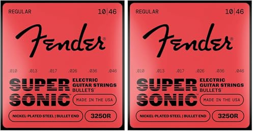 Fender Super Bullet® Strings for Electric Guitar, Nickel Plated Steel, Bullet End, 3250R Gauges .010-.046, (6) (Pack of 2)