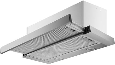 Small Ex-Tractor Hood 600mm Kitchen Cooker Hood, Built-in Ex-Tractor Fan with LED Light, Top Vented Range Hood, Hidden Pull-Out Range Hood