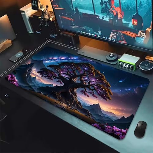TengYuer Gaming Mouse Mat Large Mouse Pad 31.5x11.8x0.08 inch Extended XXL Long Desk Pad Big Mousepad with Anti-Slip Rubber Base for Keyboard Home Office Gaming Work (Starry Sky Tree)